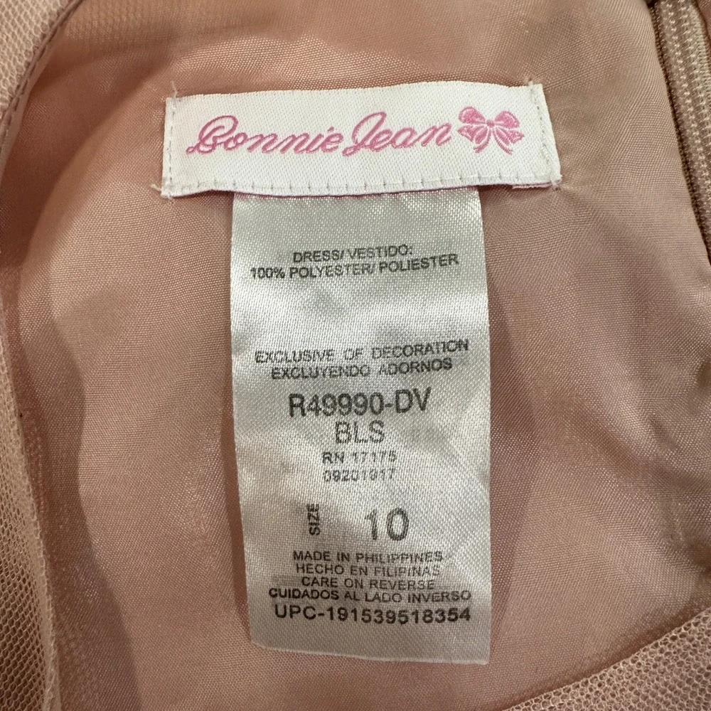Bonnie Jean Sequin Floral Tulle Dress Girls Size 10 Blush Pink‎ Handkerchief Hem